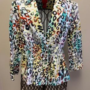 Chico’s size 1 animal print rainbow jacket